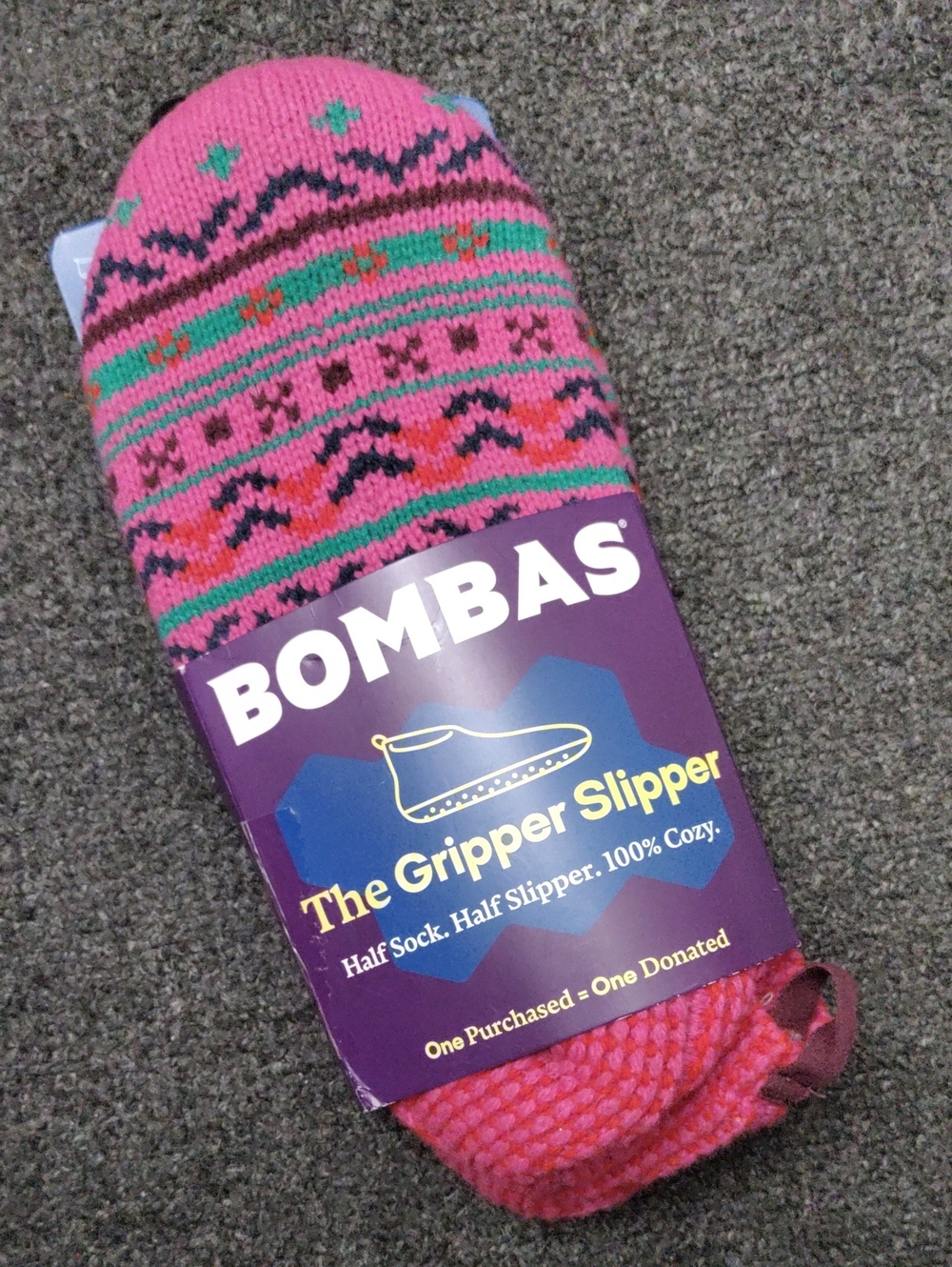 Bombas Pink & Green Gripper Slippers